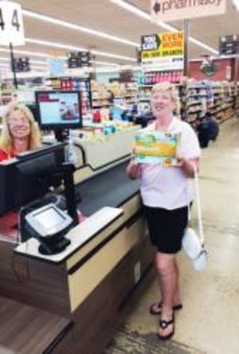Brookshire's in Quitman began selling beer and wine on June 24. The sales came as a result of two local election options (passed May 10, 2014) to legalize the sale of beer and wine in grocery and convenience stores, as well as permit the sale of mixed beverages in restaurants within the city limits. Judith Sanders, pictured here, was the first Brookshire's customer to buy beer.