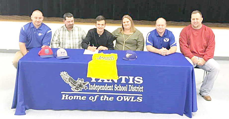 From left, Jarvis Head Baseball Coach Michael Holochuck, Brandon Anderson, Marshall Anderson, Aleda Anderson, Yantis Coach Jerry Burton and Select Ball Coach Cubby Wilson. (Courtesy photo)