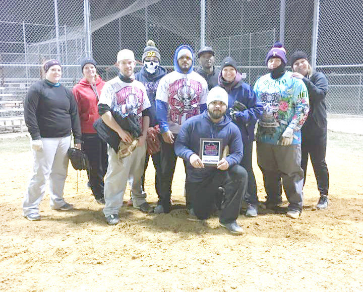 The team Want Sum Get Sum won first place in the Mineola Youth Foundation’s Frosty Brawl, a Co-Ed softball tournament that helps fund the Mineola Youth Foundation. Eleven teams competed Saturday in frigid temperatures. (Courtesy photo)