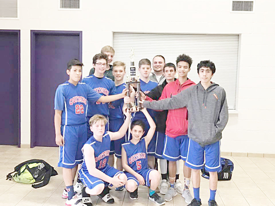 The Quitman eighth grade basketball team came in second place in the recent district tournament losing to Mineola 42-31. They were 8-2 during the regular season and ended the year with an overall record of 10-3. They were coached by Josh Wade.