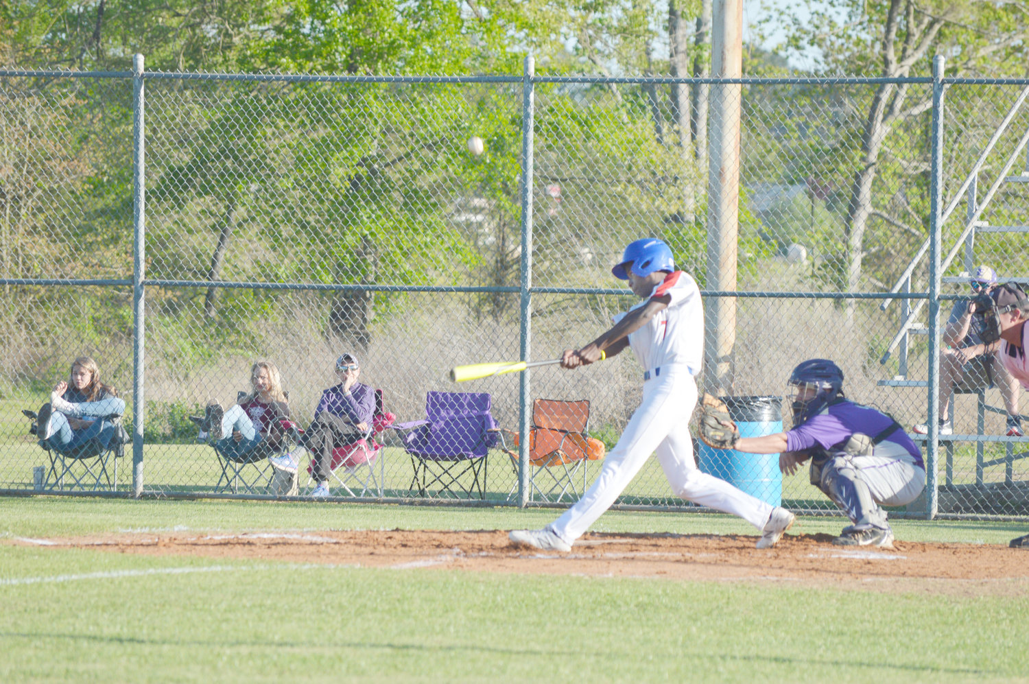 Trey Berry takes a big cut and fouls off a pitch in Friday’s game against Eustace.