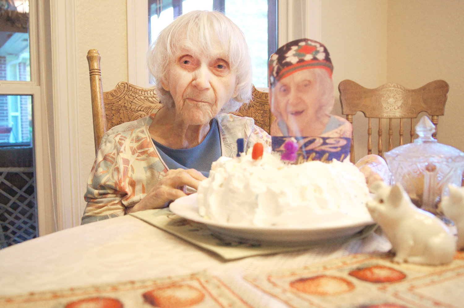 Louise “Grandma” Kanold celebrated her 102nd birthday last Tuesday with family and friends and song. (Courtesy photo)