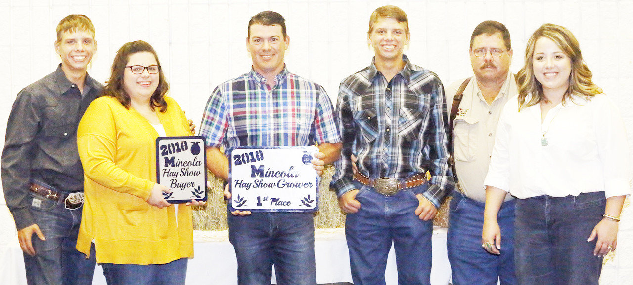 First place at the Mineola Hay Show went to Kyle Hayes Jr. whose bale sole to Mineola Packing for $3,000.
