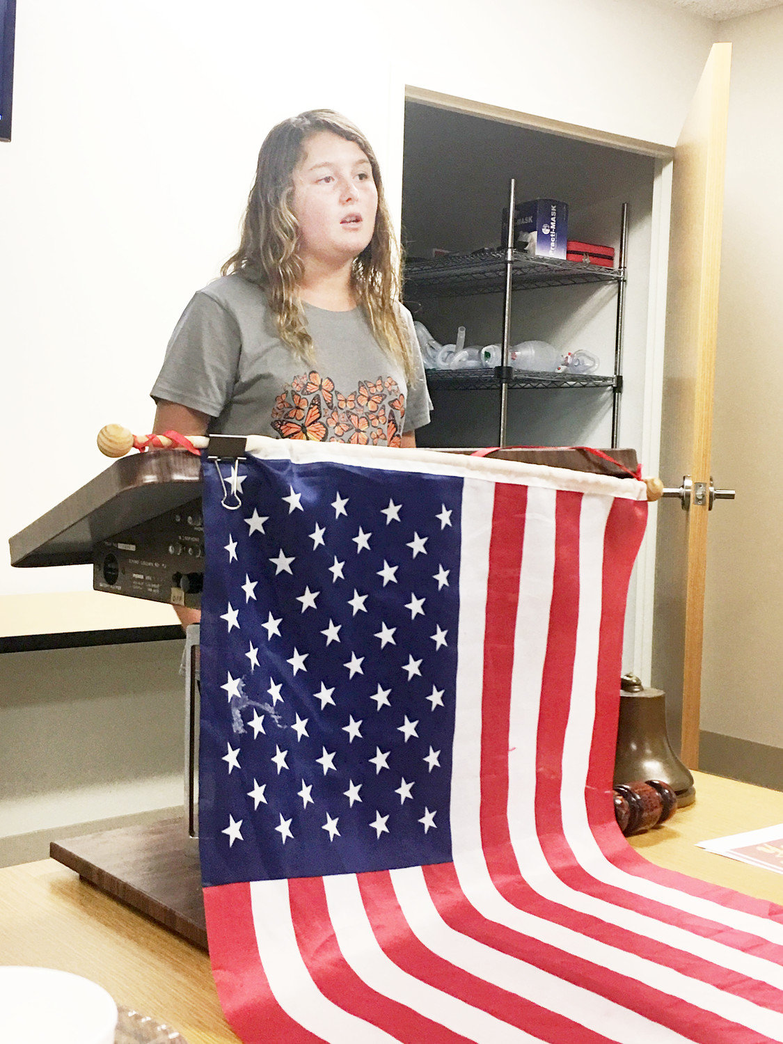 Kasey Rhodes speaks to the Quitman Rotary Club on Sept. 20 about the preservation of monarch butterflies and Yantis Prairie Day. (Monitor Photo by Zak Wellerman)