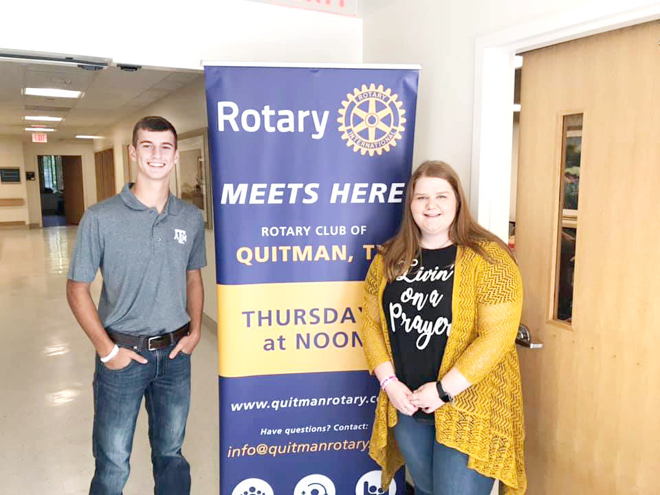 Josh Medlin and Katelyn Coats were named Students of the Month by the Quitman Rotary Club. (Courtesy photo)
