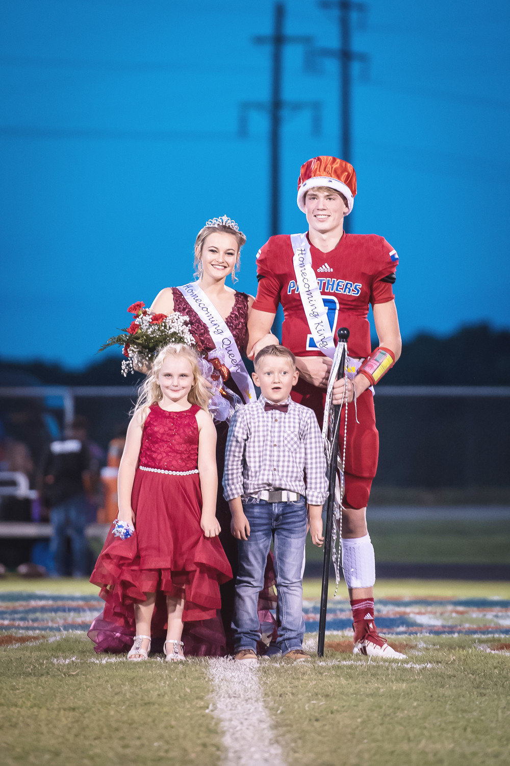 Alba-Golden named Macie Pendergrass as Homecoming Queen and Zane Smith King at Friday’s homecoming activities. Emma Bohannon and Hogan Webster served as flower girl and crown-bearer.