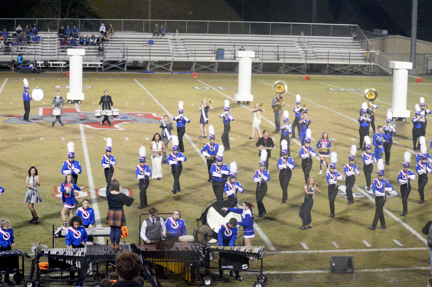 The Quitman Proud Blue Band put on a great halftime show with their performance of their “Gladiator” program. (Monitor photo by Larry Tucker)