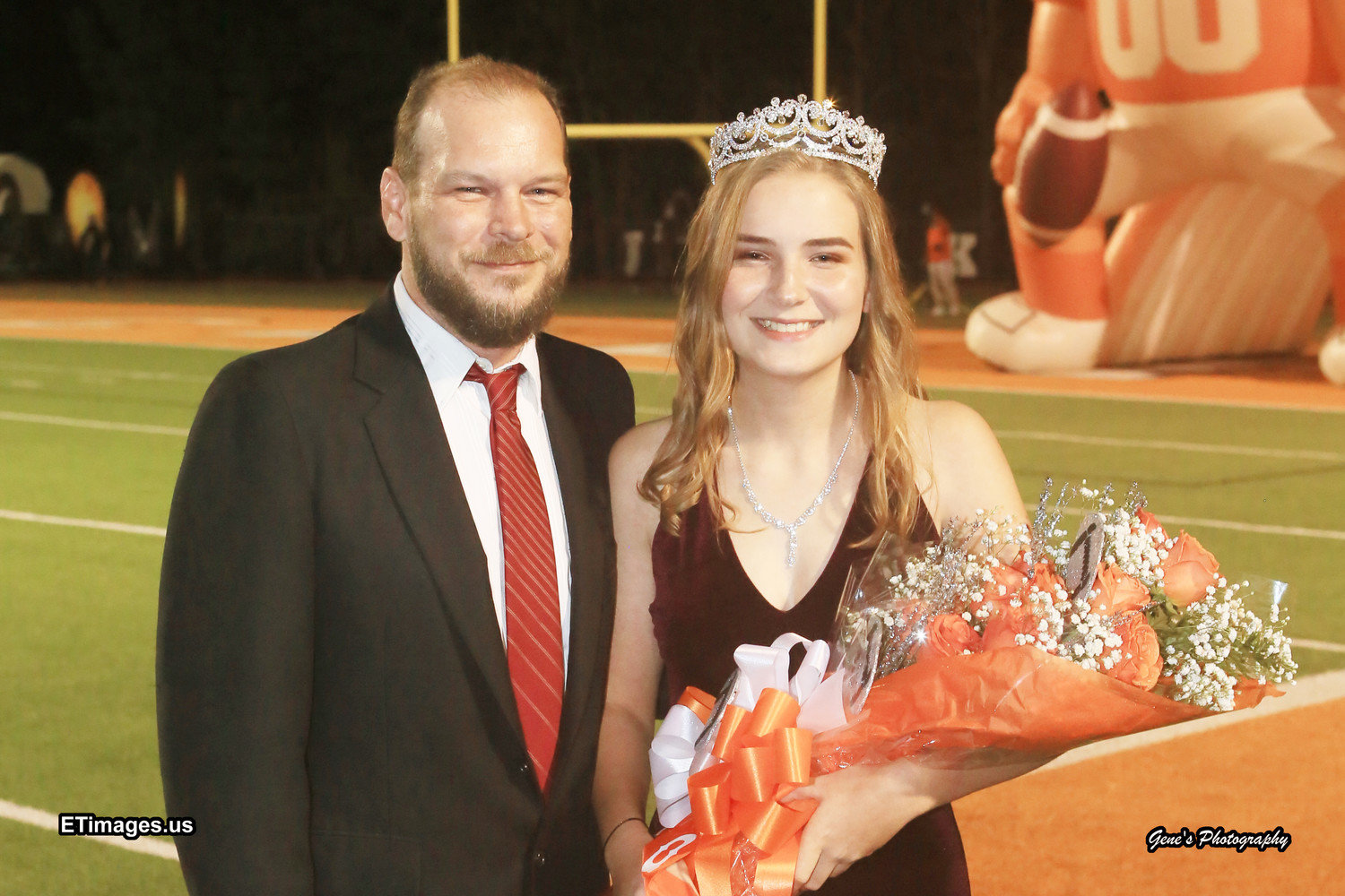 Lena Hughes was named the 2018 Mineola Homecoming Queen at Friday’s ceremony prior to the Sabine football game. She is escorted by her father, Christopher Hughes. (Photo by Gene’s Photography/ETimages.us)
