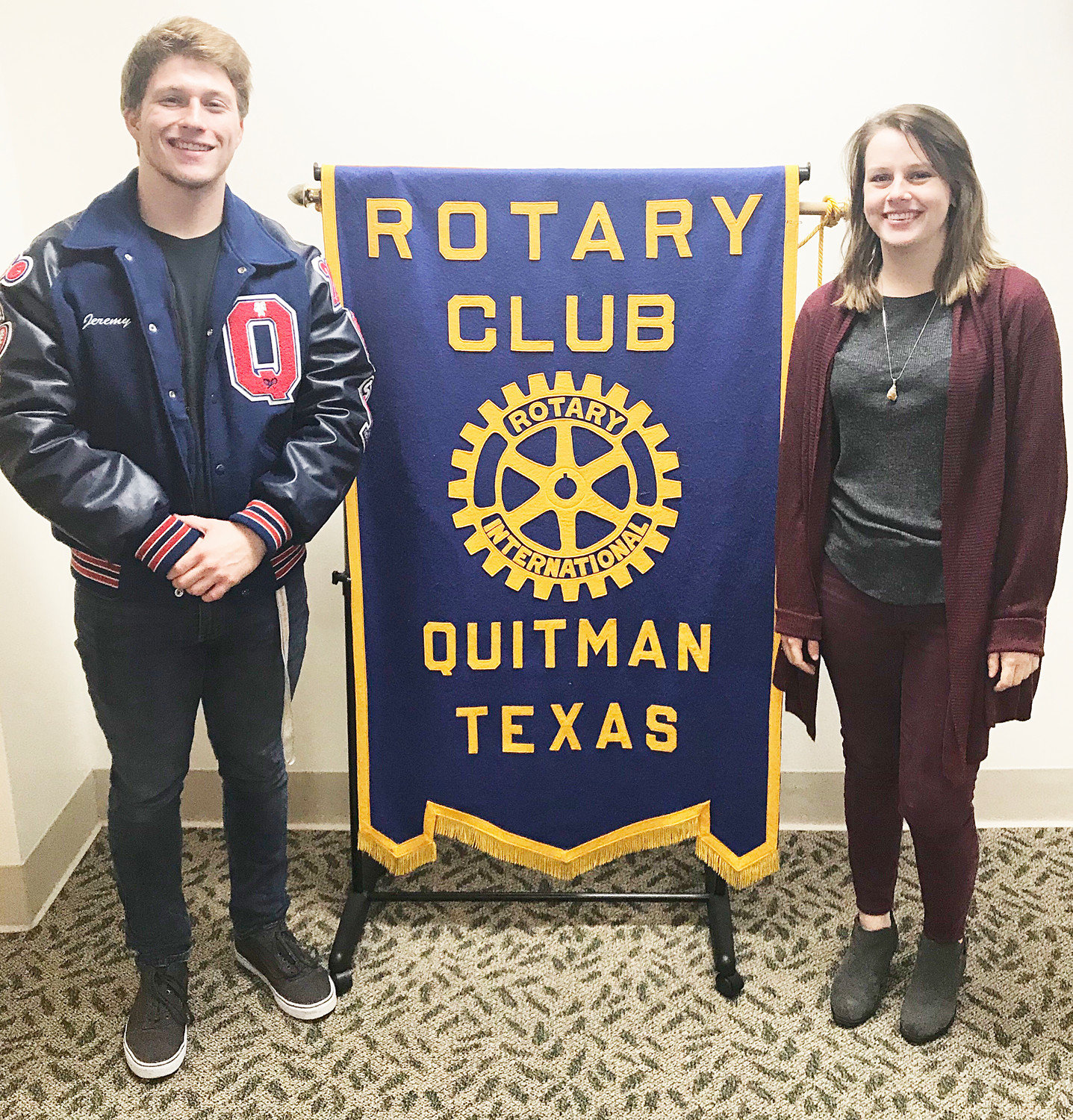 Jeremy Peek (left) and Riley Cameron (right) were selected as the Quitman Rotary students of the month for October.