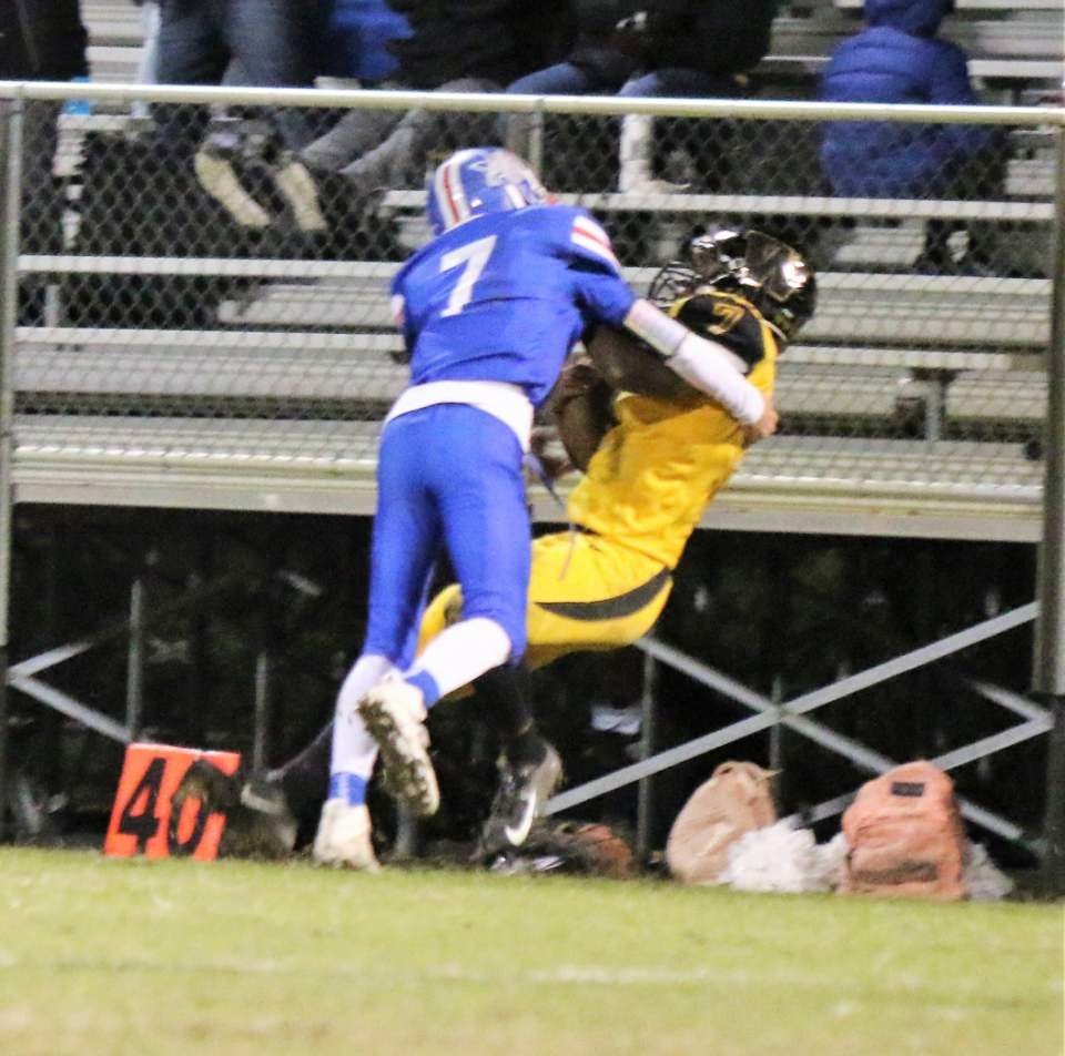 Quitman freshman Mason Reynolds makes a great stop on a Winona running back in Friday’s game. (Photo by Sheree Phillips)