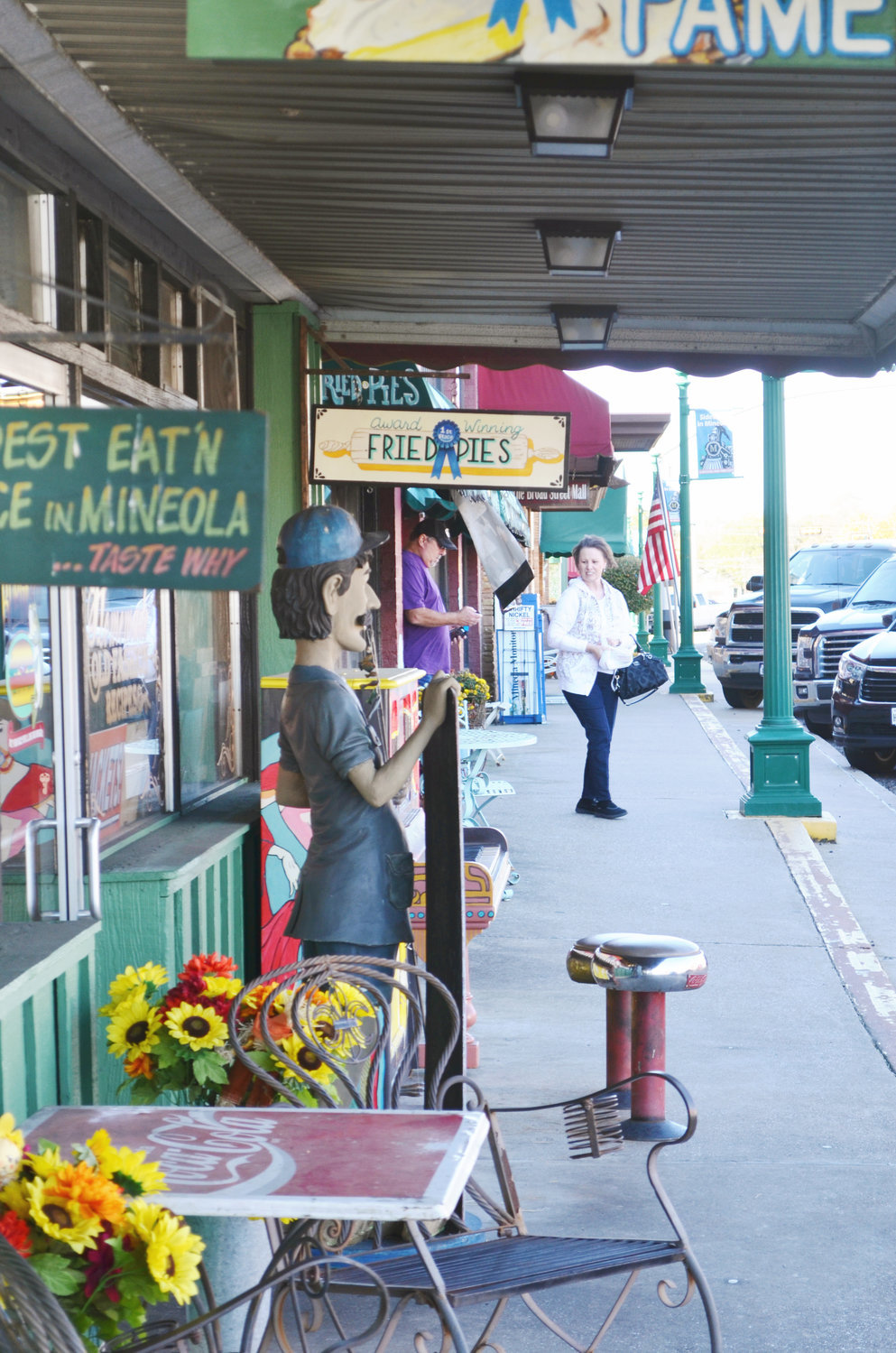 Downtown Mineola’s eclectic mix of shops and restaurants is a draw for people from near and far. The city’s Main Street program has played an important role in helping to keep the district economically viable. (Monitor photo by Hank Murphy).