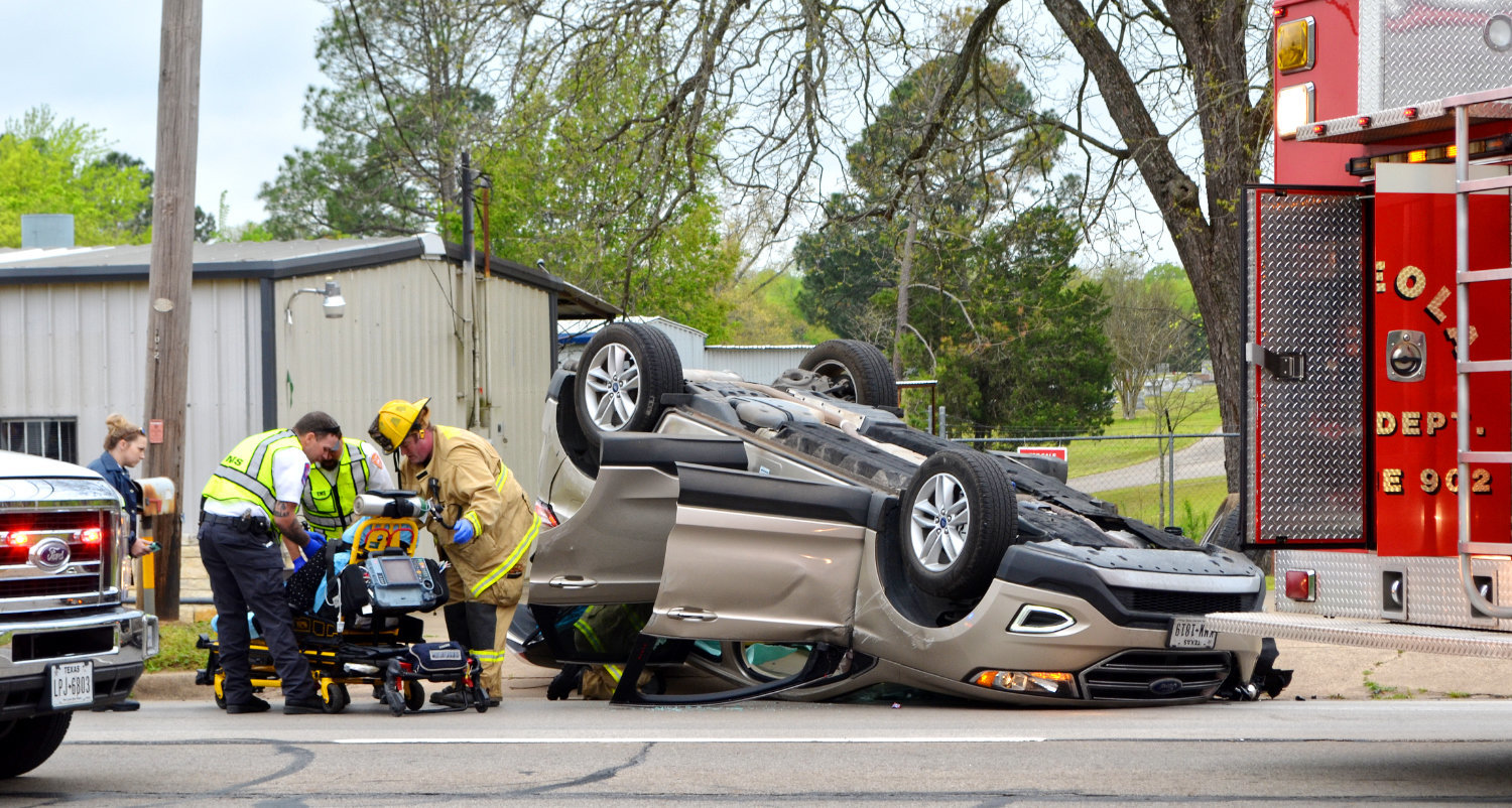 A 55-year-old woman from Colorado was taken to the hospital on Friday, March 29 after her car crashed and overturned on South Pacific Street in Mineola. Police were notified of the accident at 9:39 a.m. The woman was driving a Ford Edge and traveling south in the 1000 block of South Pacific when she missed a curve and hit a power pole in the Valero parking lot, according to police. The Ford Edge turned upside down and traveled approximately 100 feet in the south bound lane of South Pacific Street. The woman was transported to UT Health in Quitman and released later in the day, according to police.