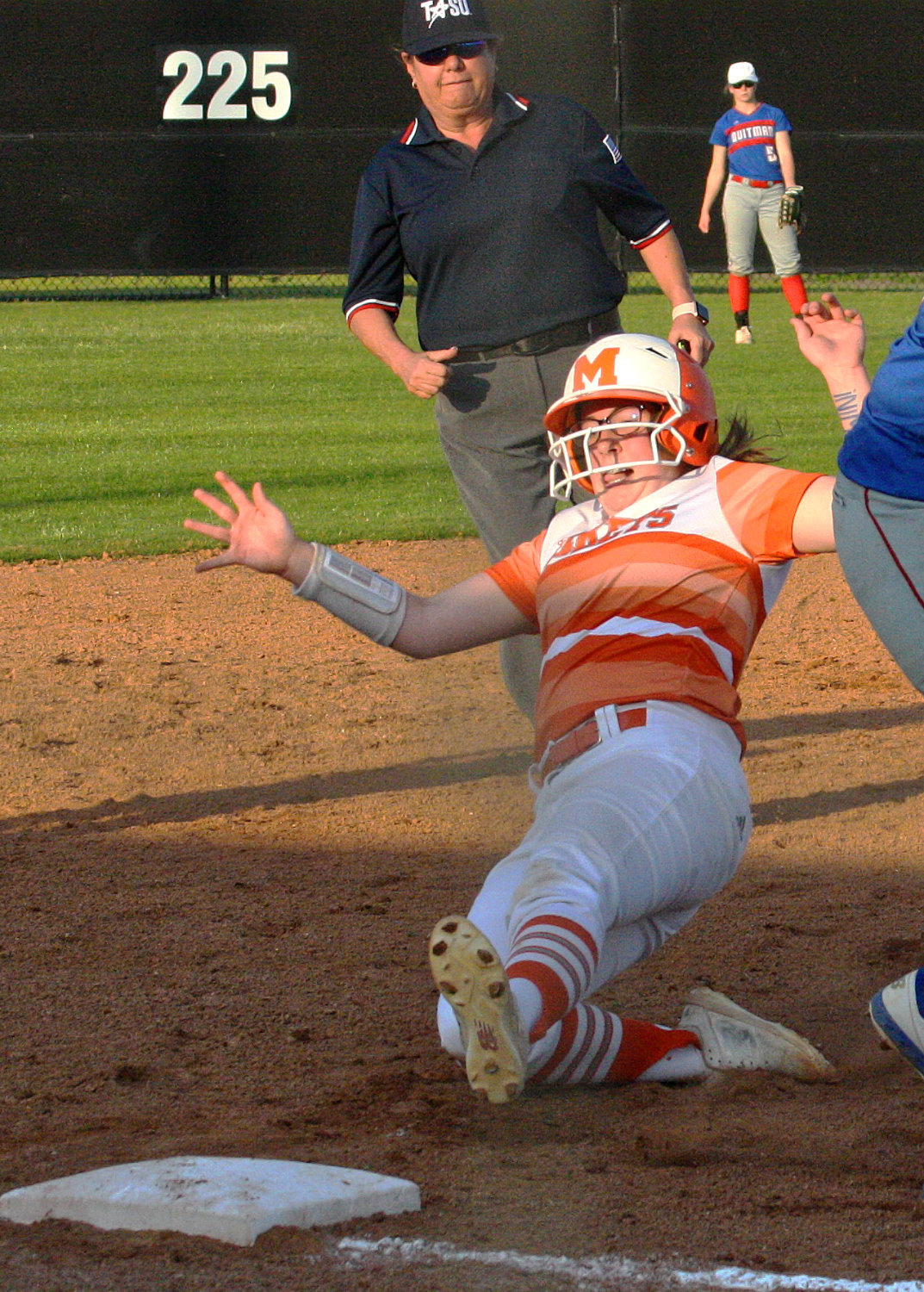 Lady Jacket Lauren Simmons steals third base in the second inning of a 10-1 win over Quitman.