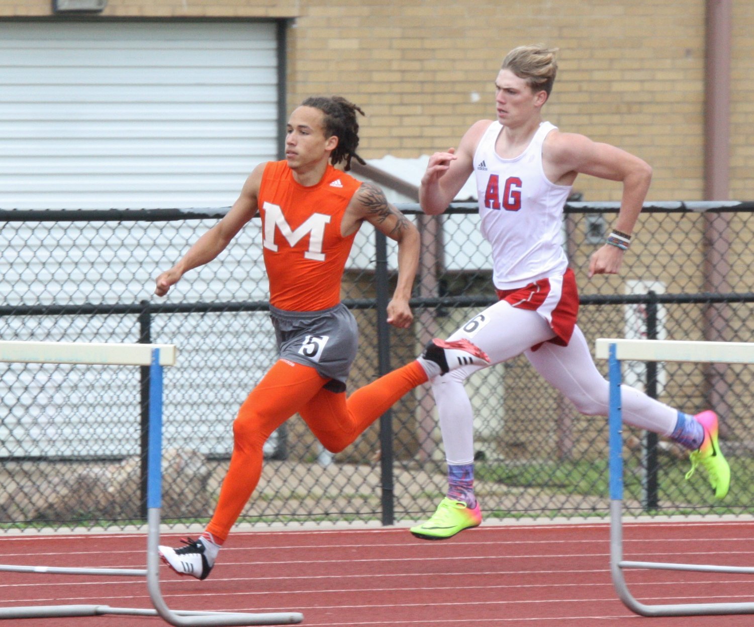 Yellowjacket Devin Cormier took second in the 300 meter hurdles. Alba-Golden’s Zane Smith also competed in the event.  