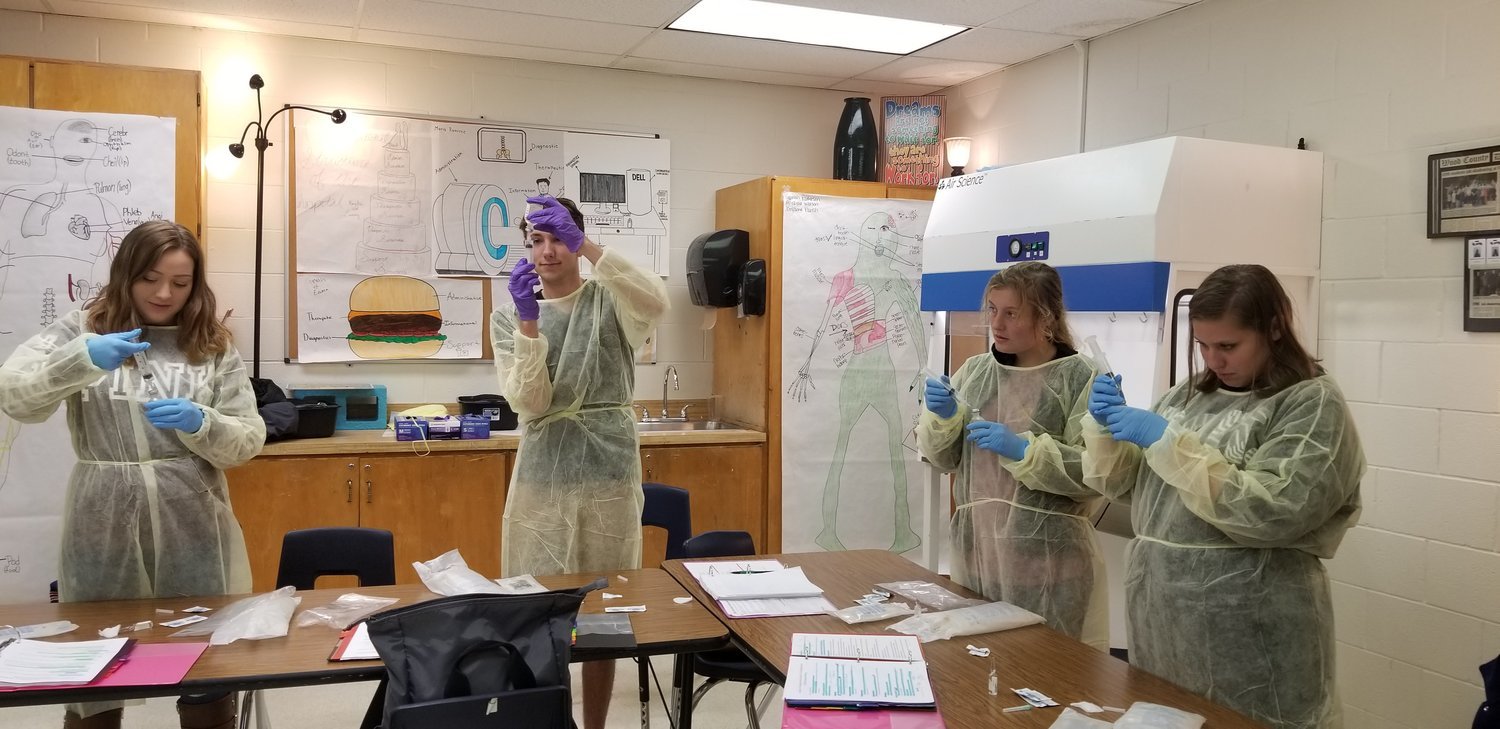 Quitman High School health science students work on an assignment in class.