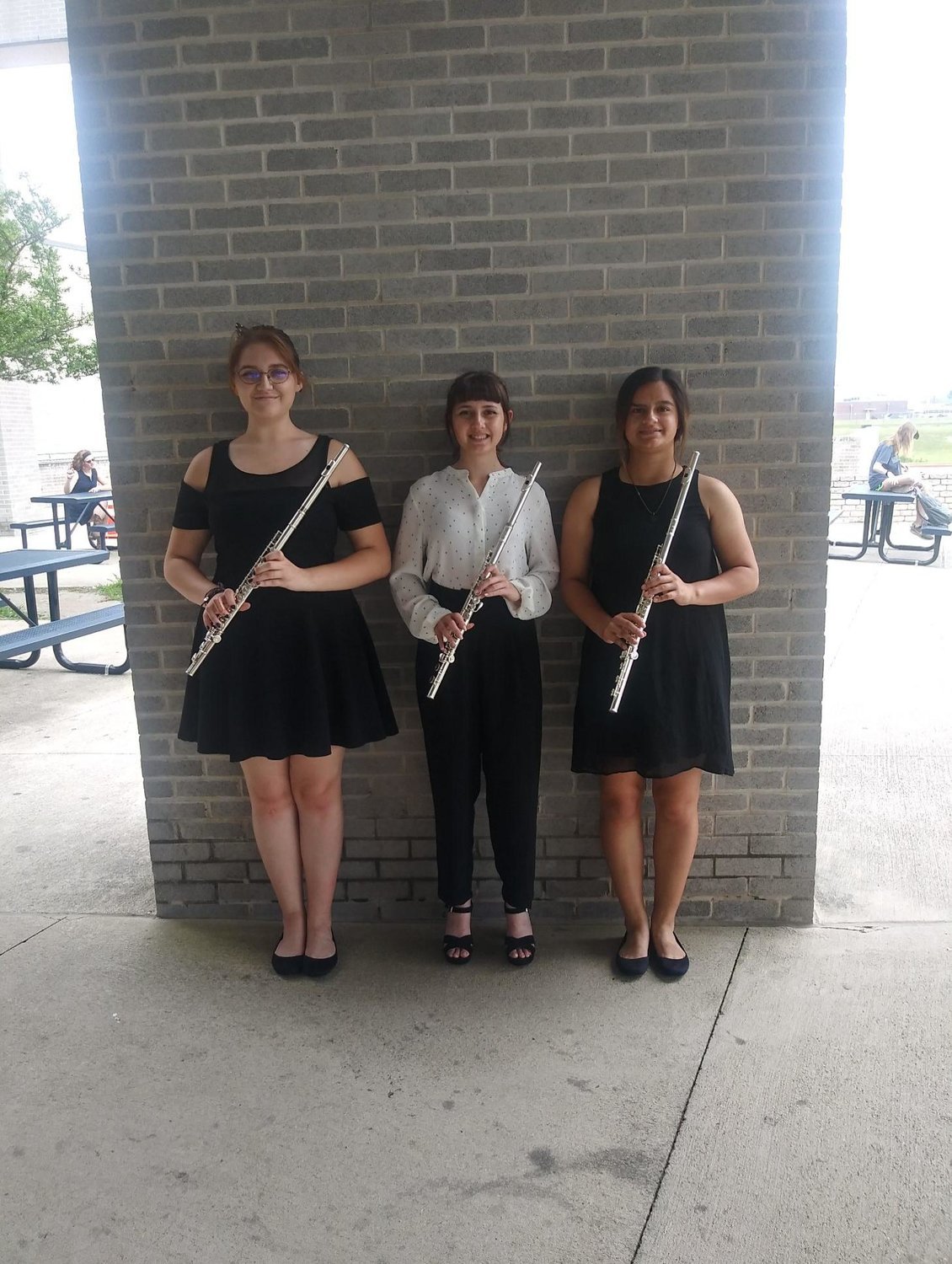 Left to right: Mineola band students Tish Yates, Annalee Cook, Bree Williams were some of the gold medalists at state solo and ensemble contest.