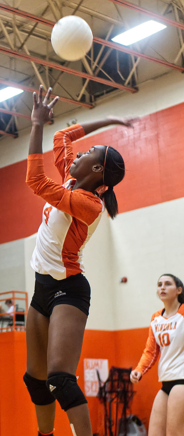 Tahjae Black goes up for a kill attempt against the Lady Guard last Tuesday.