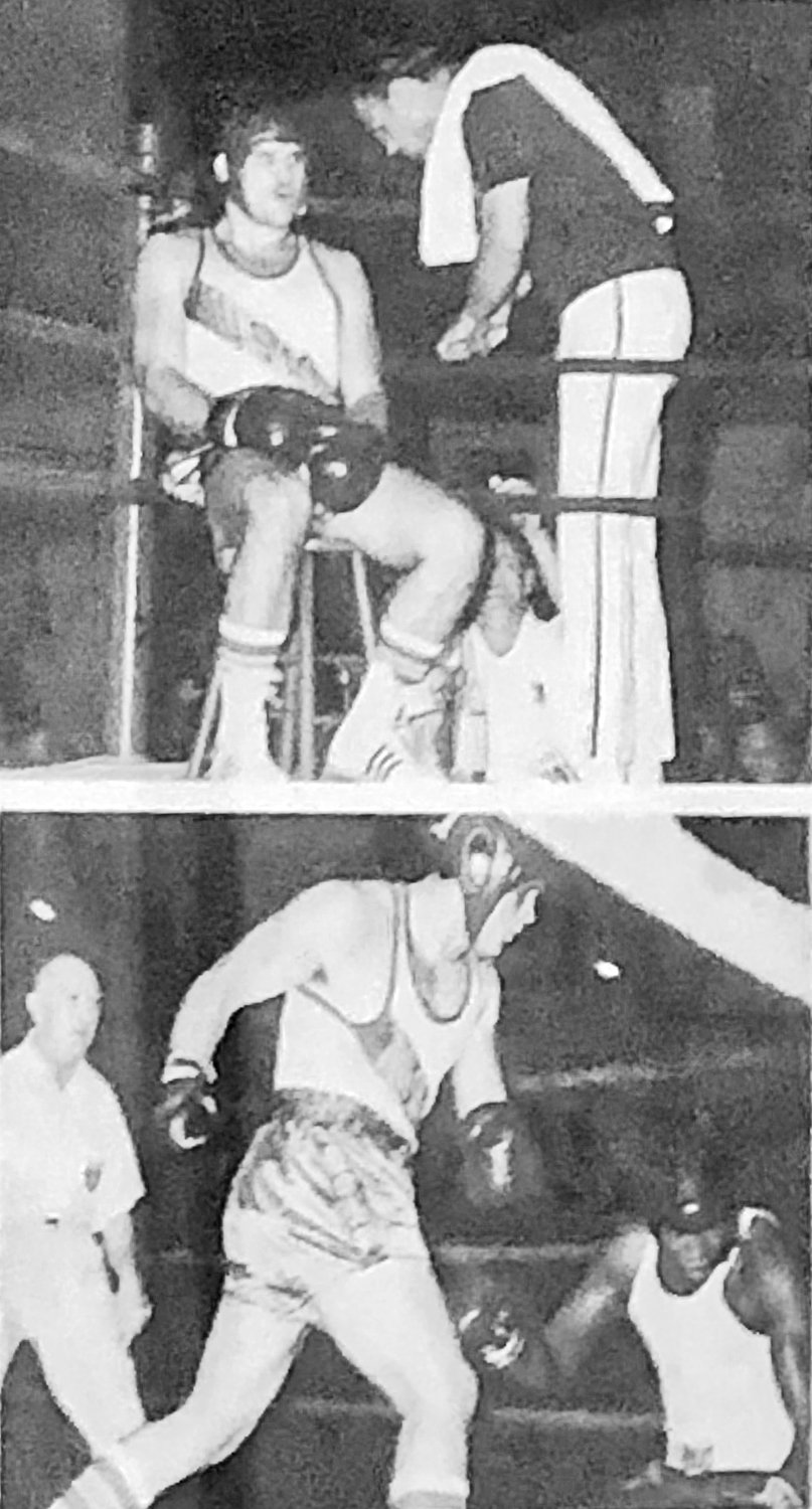 Wells uses his left hand to knock out Larry Holmes in 1972, in a photo in his scrapbook.