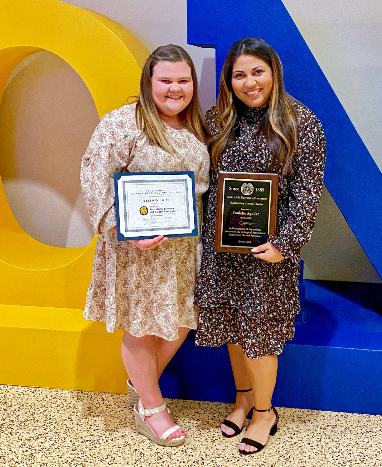 Allison Boyd, left, and Paulette Aguilar were honored by Texas A&M-Commerce.