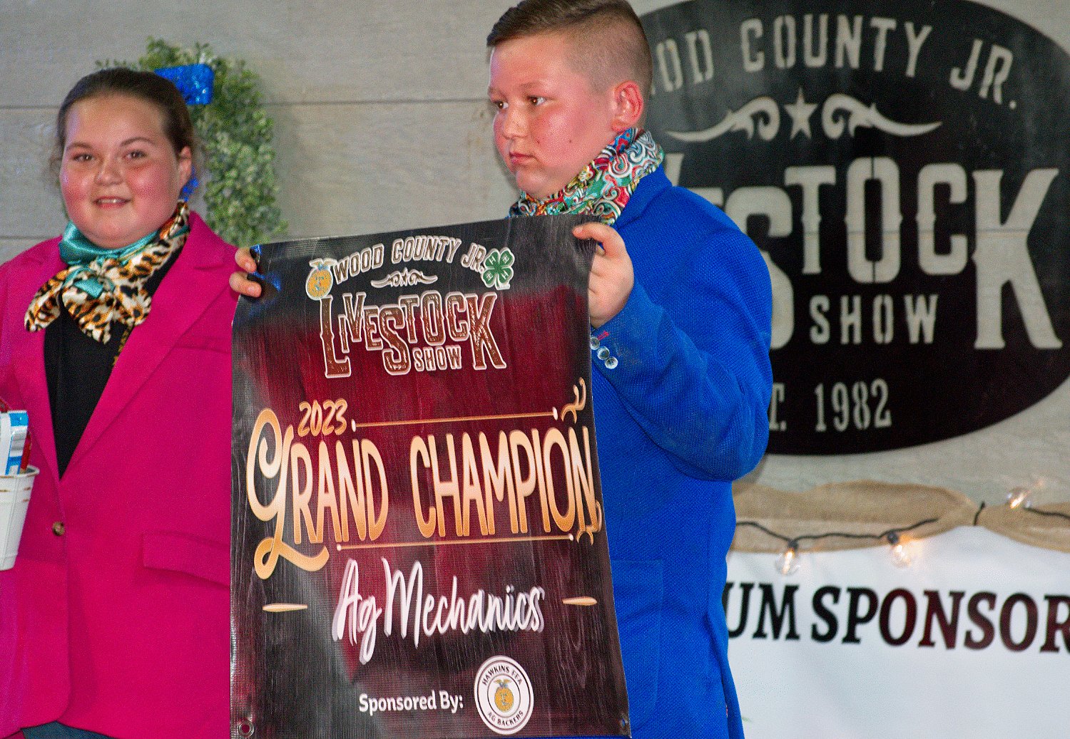 Hunter Ballard and sister Avery stepped up the showmanship game for this year’s livestock show. Hunter won grand champion in ag mechanics to make the auction.