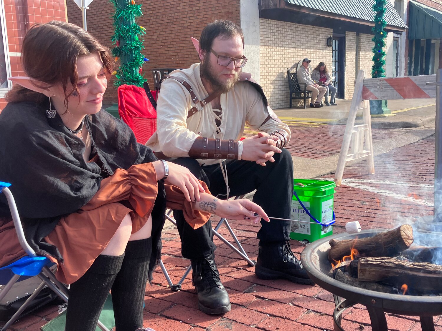 At Saturday’s Celtic Christmas event in Mineola, elves roast s’mores.