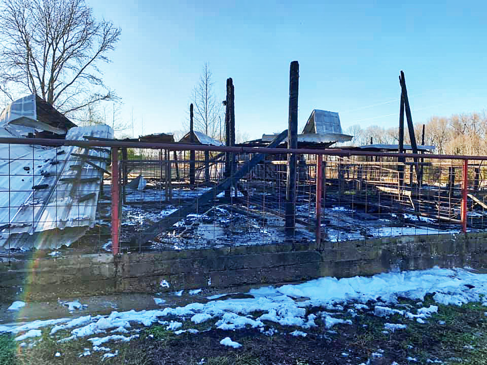 Damage to the Alba-Golden ag barn was extensive in the Dec. 26 fire.