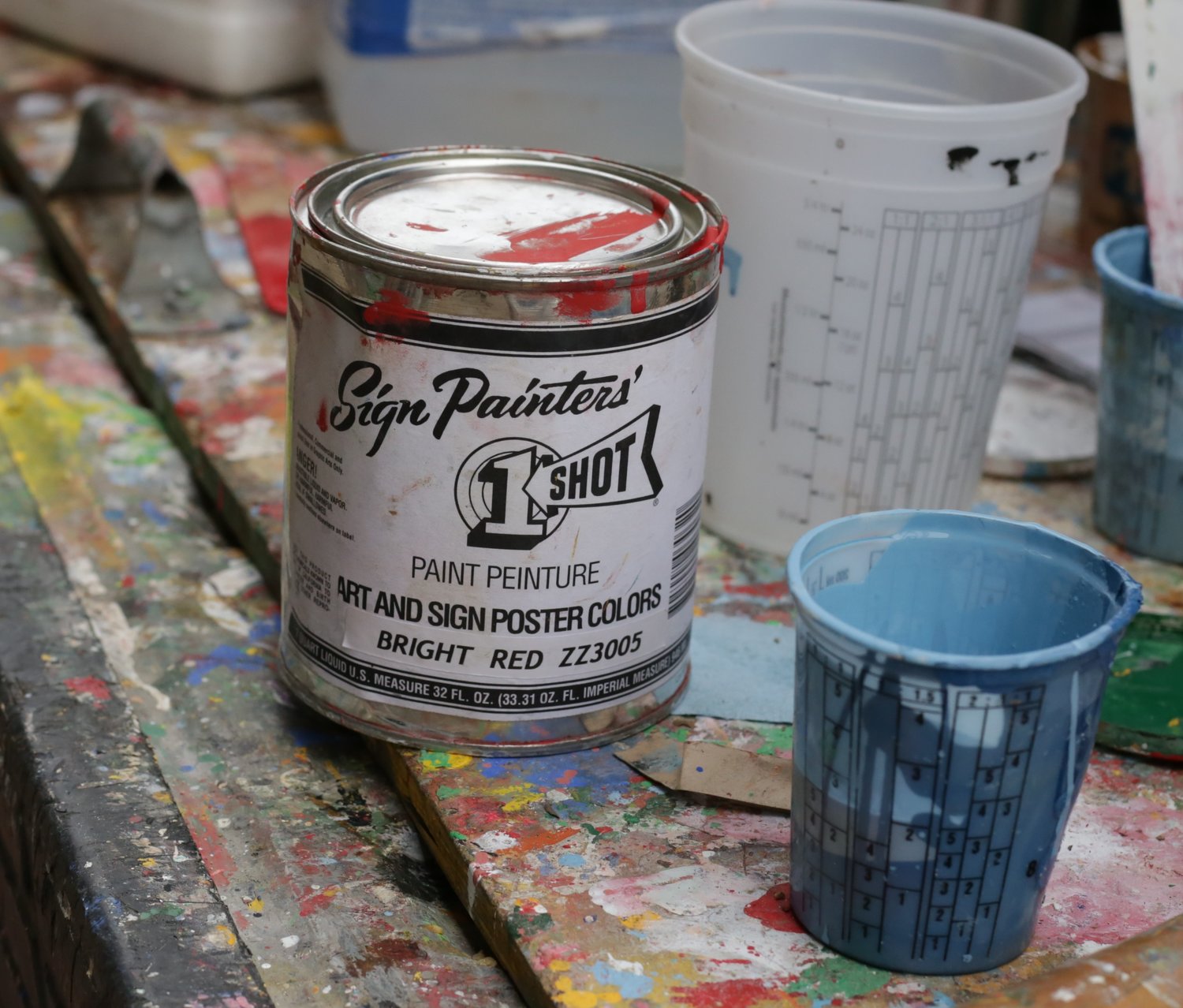Tim’s preferred paint, 1-Shot poster paint.