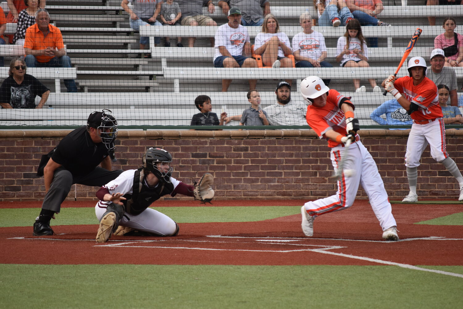 Cason Davis connects for a two-strike hit to open Thursday’s playoff game against White Oak.
